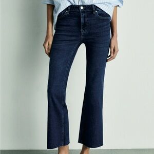 Dark Indigo Women's Cropped Flare Jeans